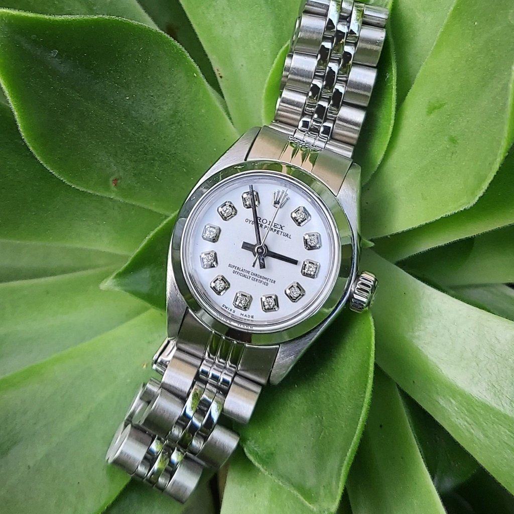 Salerolex Ladies 6724 Oyster Steel 26mm White Diamond Jubilee